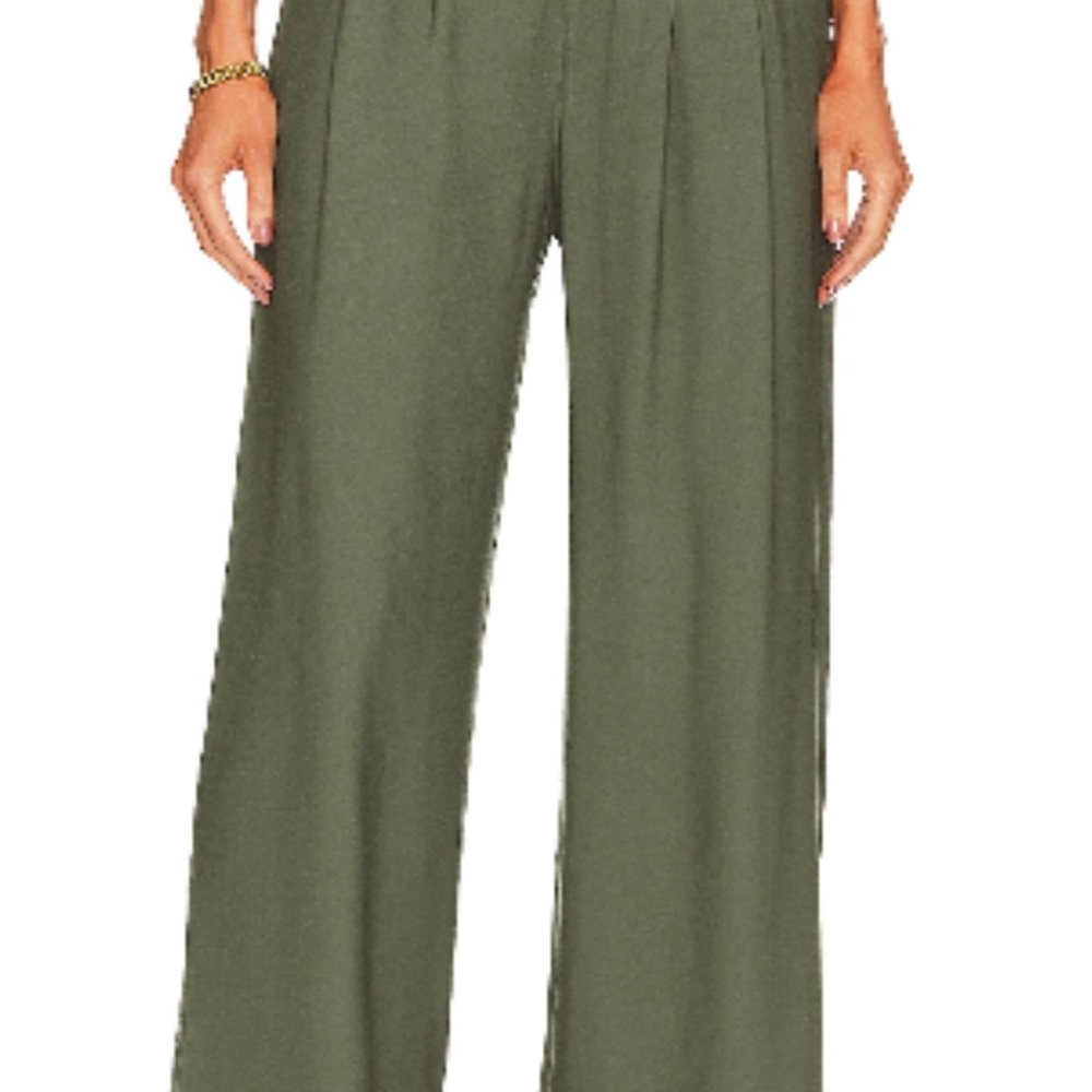 Nonchalant Fabi Olive Green Wide-Leg Pants